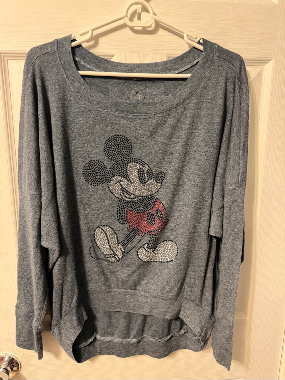 Gray Mickey Mouse Sequin-Embellished Women's Sweater